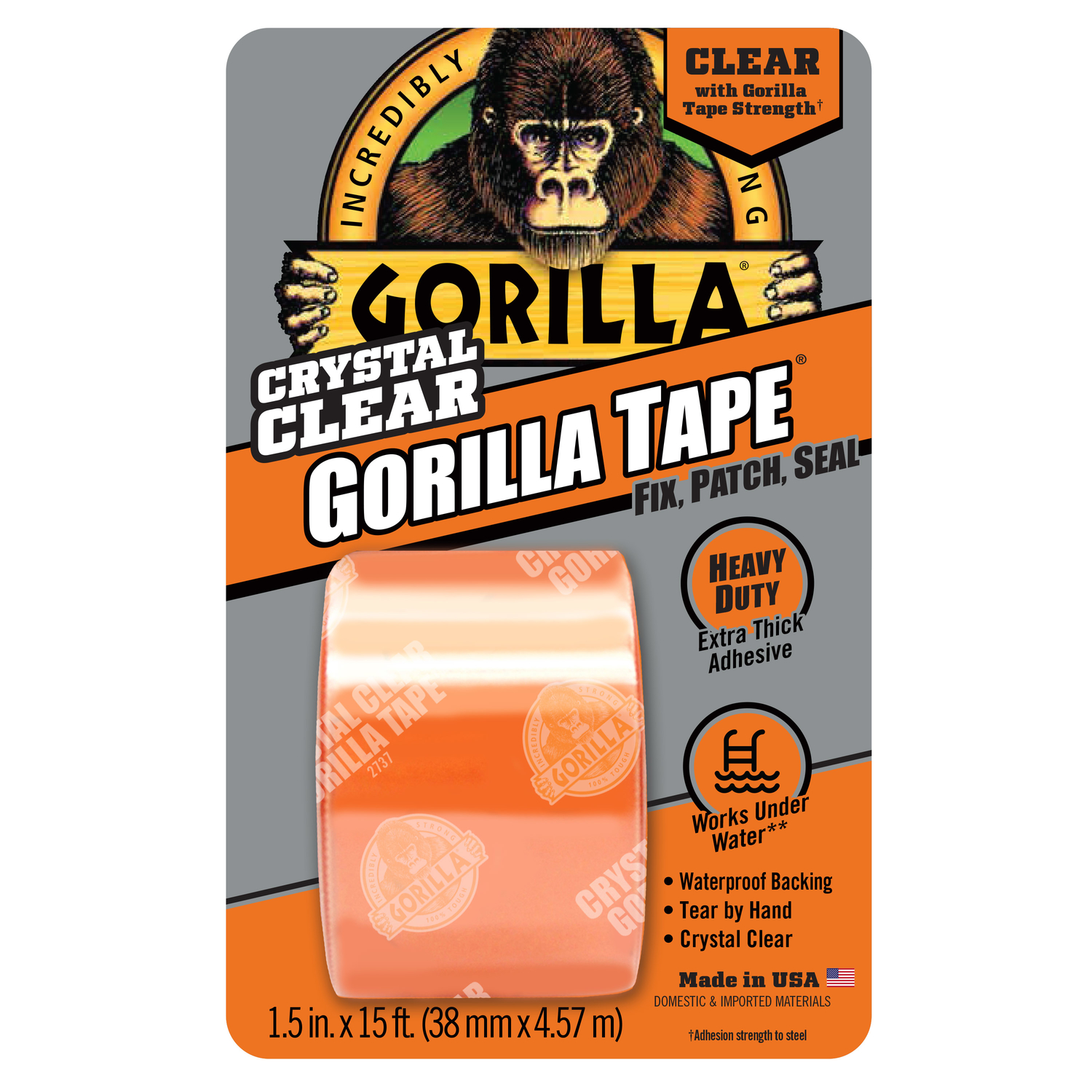 1.88 In. X 5 Yd. Crystal Clear Duct Tape - Heavy Duty, Waterproof