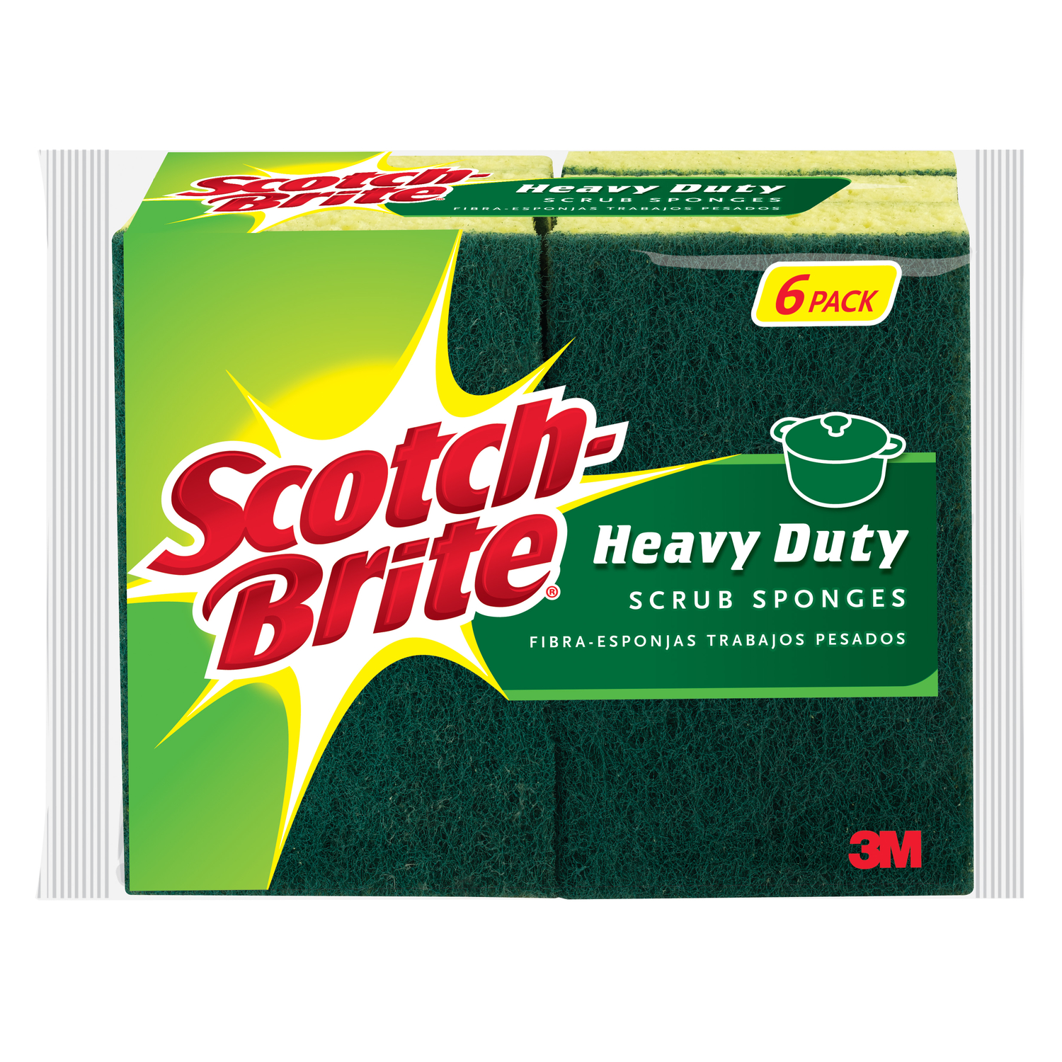 Scotch-Brite Heavy Duty Scrub Sponges, 4.5 In. x 2.7 In. x .6 In. (6-Pack)
