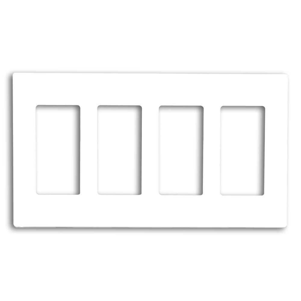 4-Gang Decora Screwless Wall Plate, White