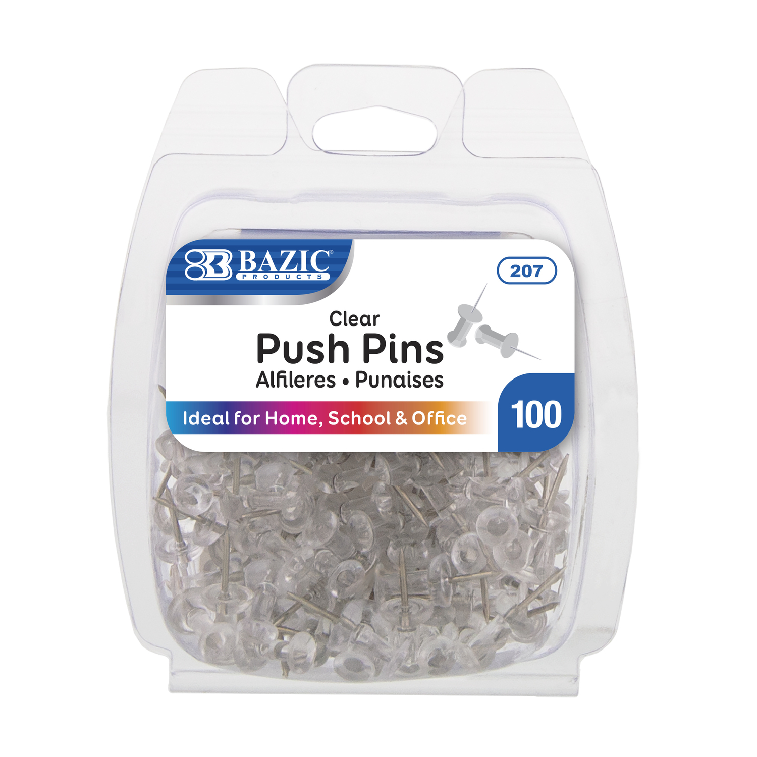 Bazic Products Transparent Small Push Pins 100 pk