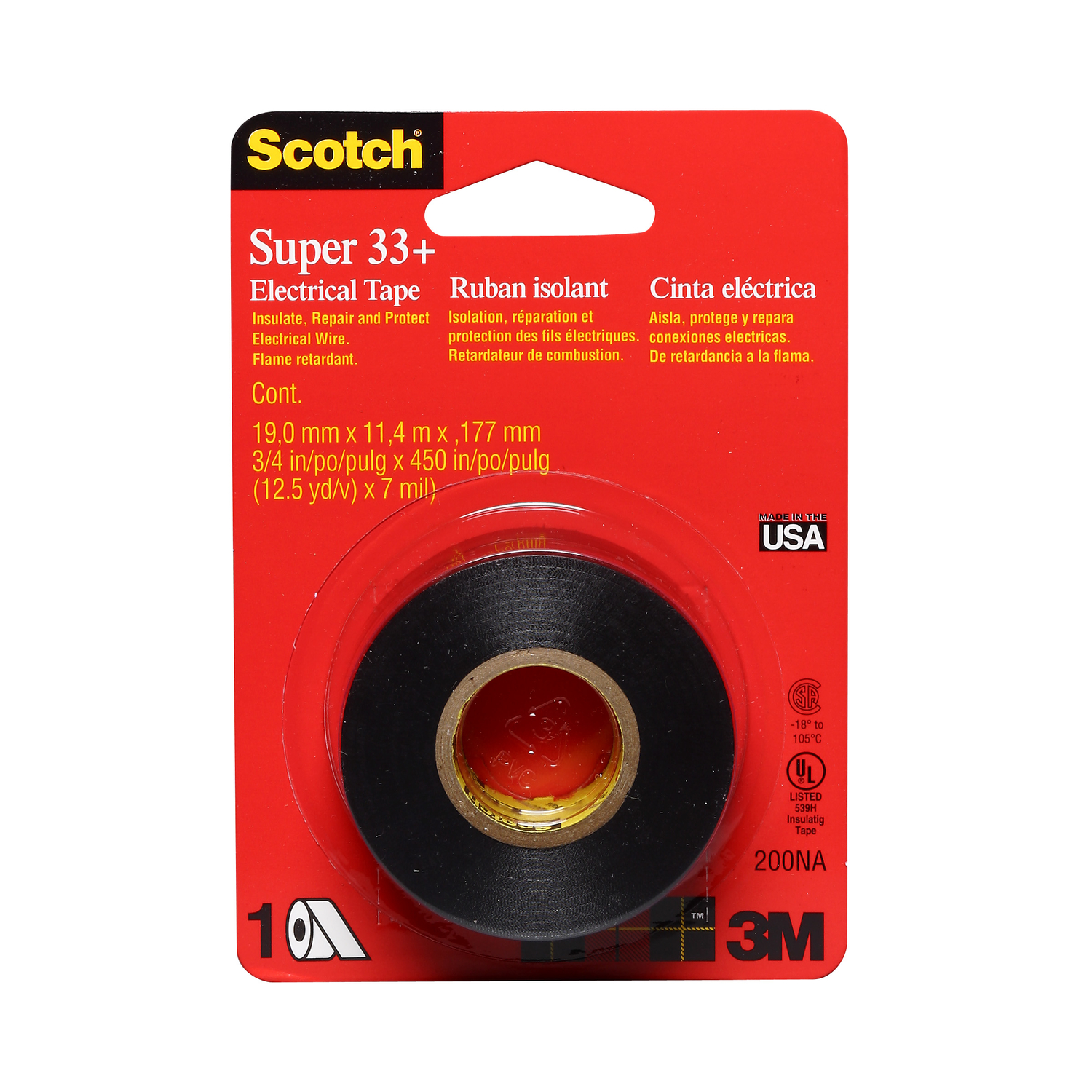 Vinyl Electrical Tape, .75 x 450 In.