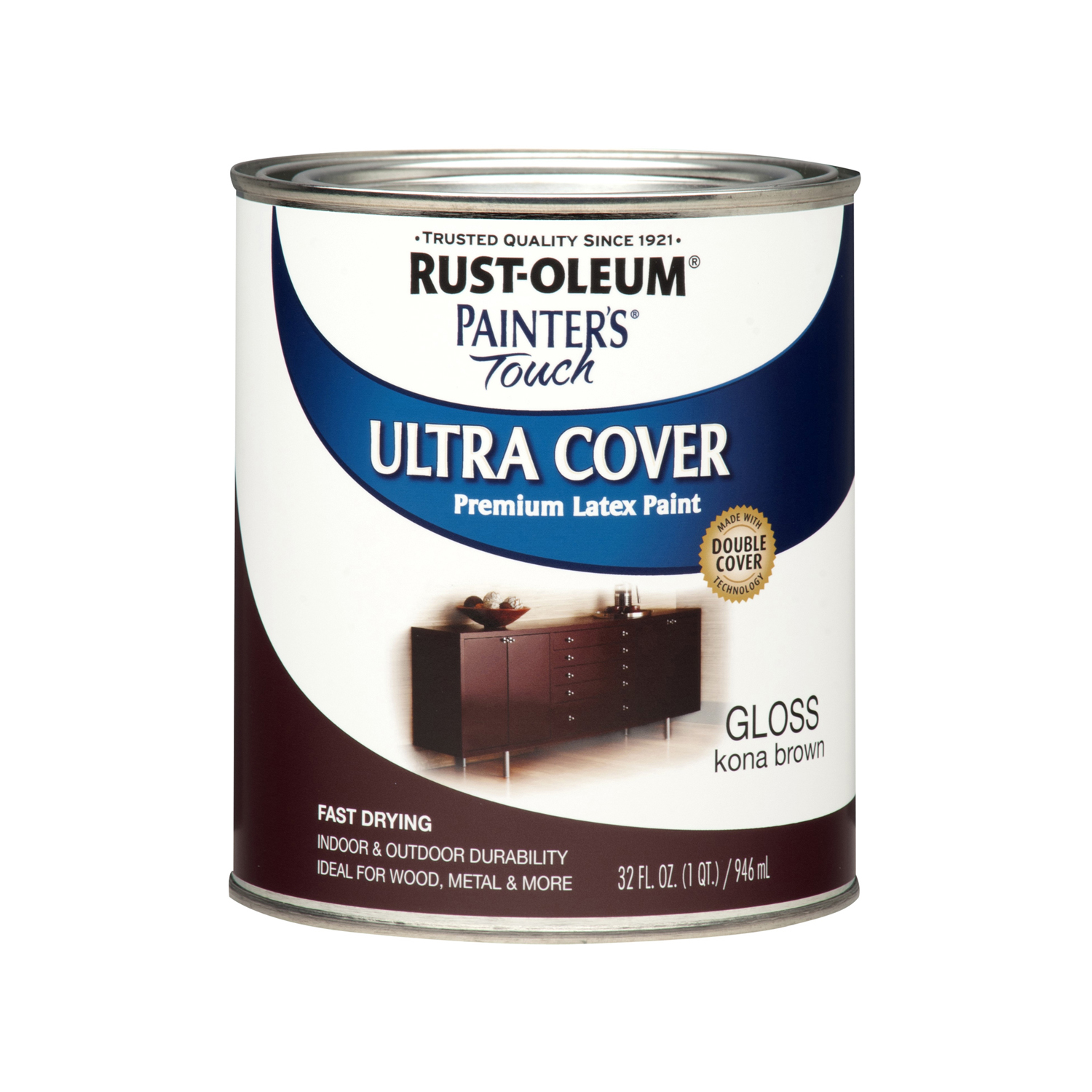 Painter's Touch Ultra Cover Latex Paint, Kona Brown Gloss, 1-Qt.