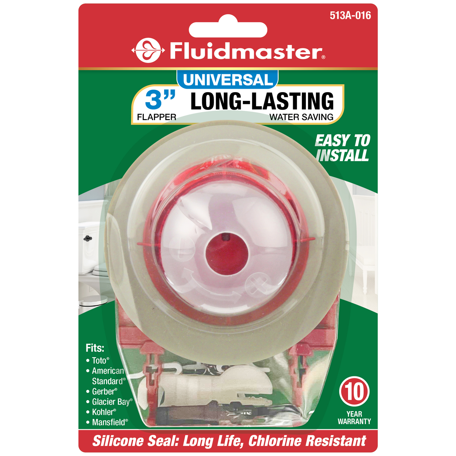 Universal Adjustable Toilet Flapper with Adapters, 3-In.