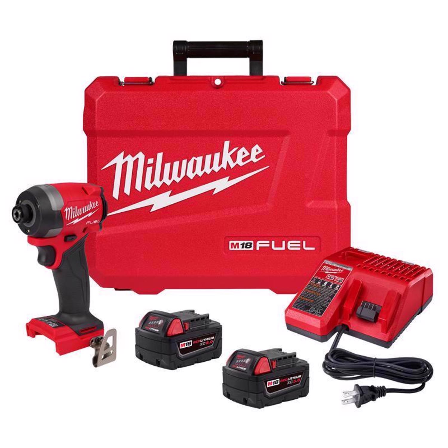 M18 Fuel Brushless 1/4 In. Hex Cordless Impact Driver Kit With (2) 5.0 Ah Batteries & Charger