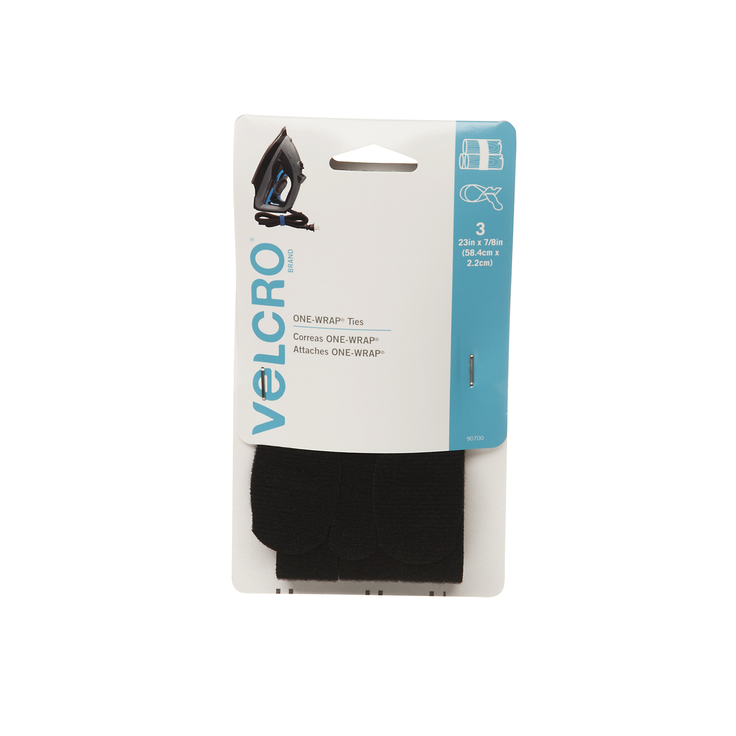 VELCRO Brand One-Wrap 7/8 In. x 23 In. Black Hook & Loop Tie (3-Count)