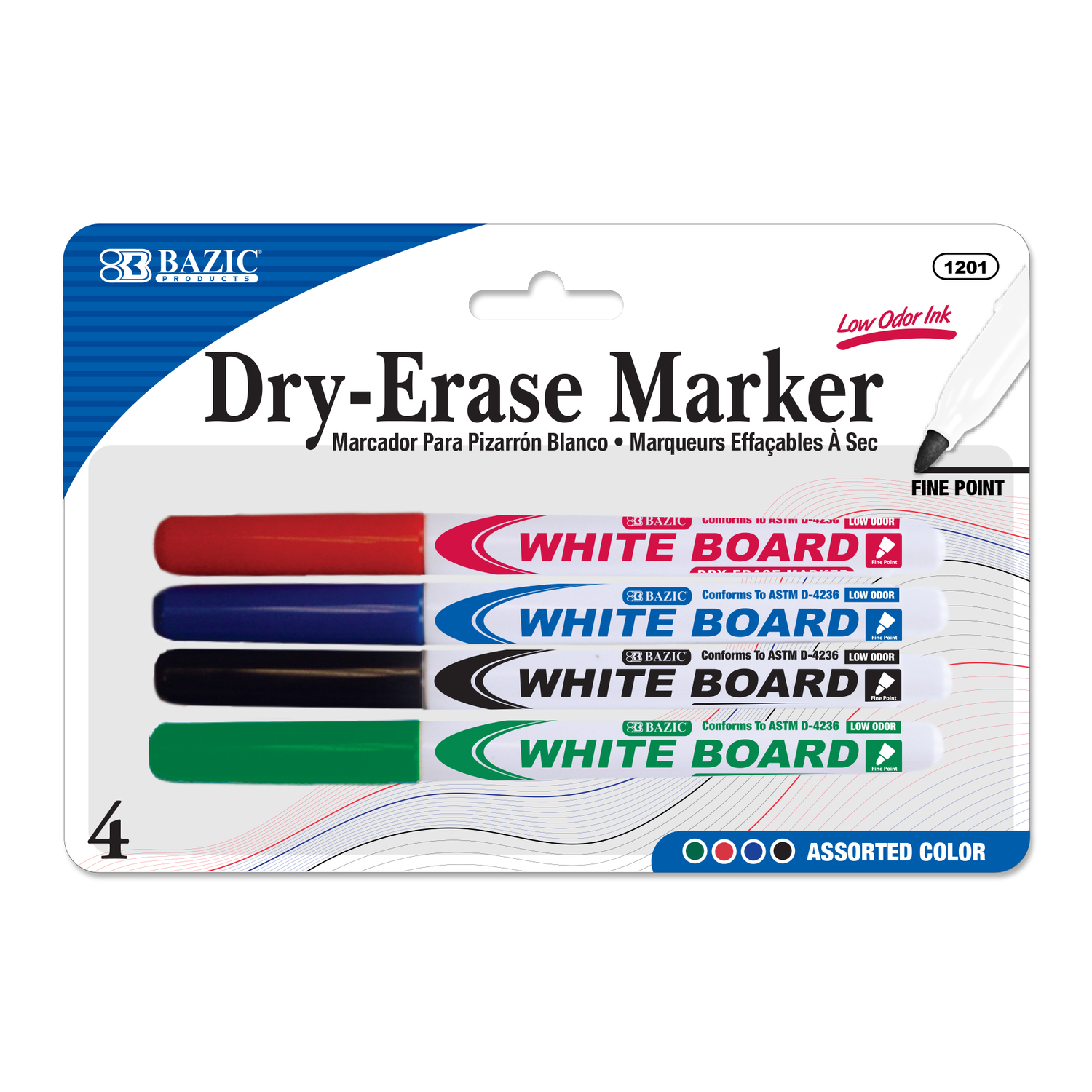 Bazic Products Assorted Dry Erase Markers 4 pk