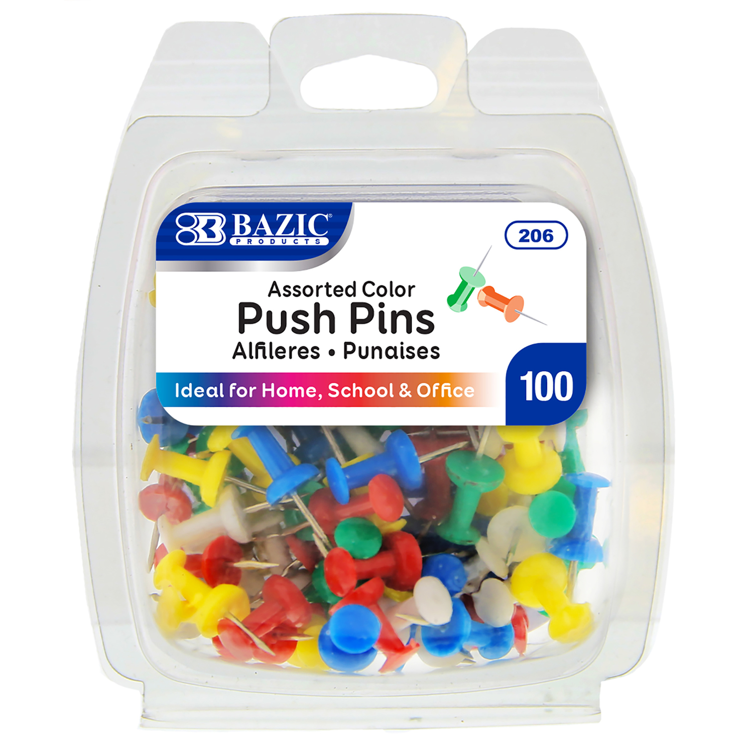 Bazic Products Assorted Small Push Pins 100 pk
