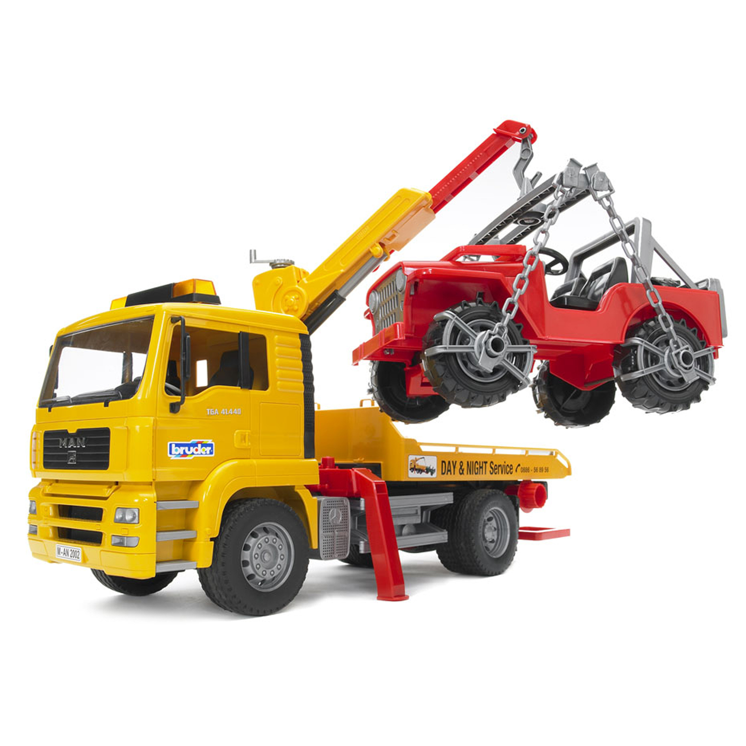 Man Tga Tow Truck With Cross Country Vehicle Toy - Multicolored Plastic