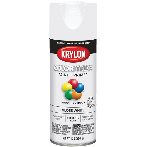 COLORmaxx Spray Paint + Primer, Gloss White, 12-oz.