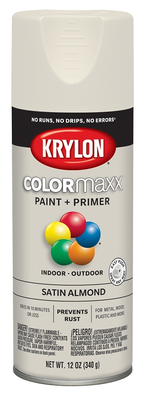 COLORmaxx Spray Paint + Primer, Satin Almond, 12-oz.