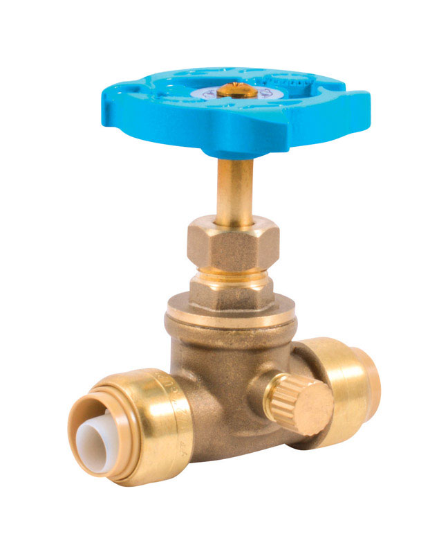 Push Fit Stop Valve With Drain, 1/2 In.