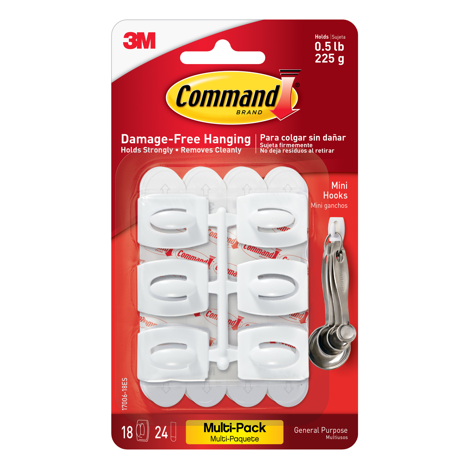 Command Mini Hooks Value Pack, White, 18 Hooks, 24 Strips