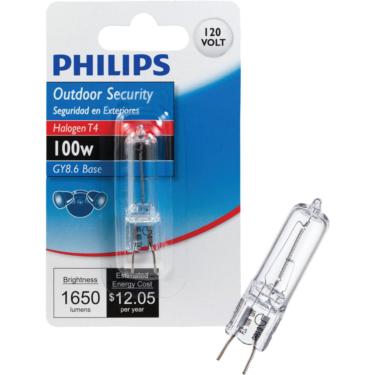 100w 120v Gy8.6 Base T4 Halogen Light Bulb For Security And Accent Lighting