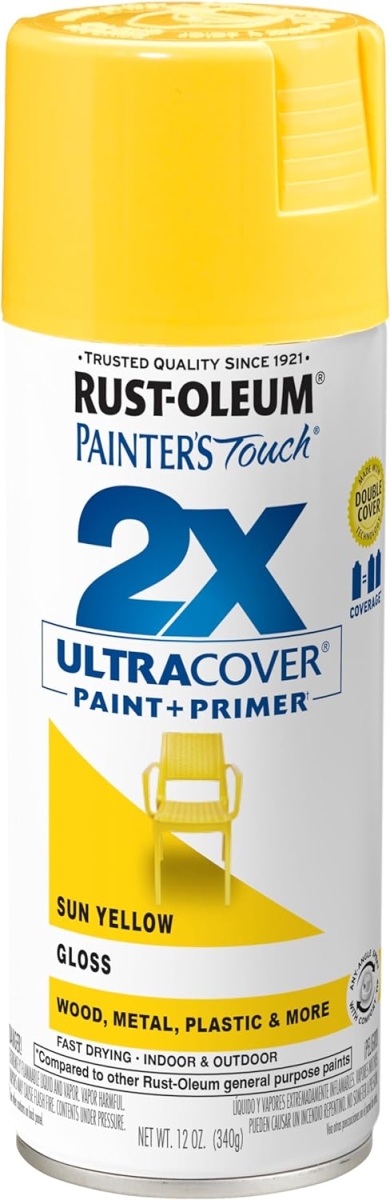 Painter's Touch 2X Gloss Sun Yellow Spray Paint, 12 Ounce Can