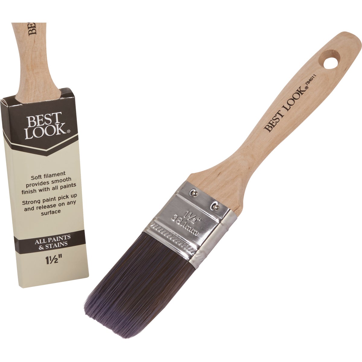 1.5 Inch Flat Polyester Paint Brush With Comfort Grip Handle