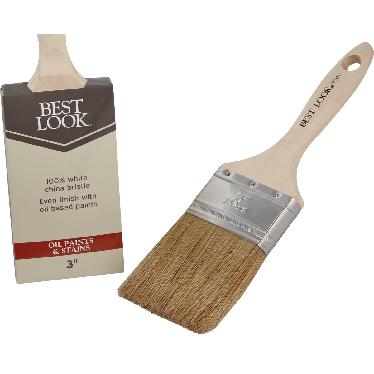 3 Inch Flat White Natural China Bristle Paint Brush With Comfort Grip Handle