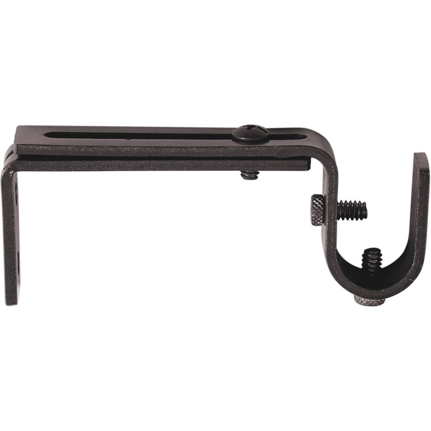 Kenney Adjustable Single Black Curtain Rod Bracket (2-Pack)