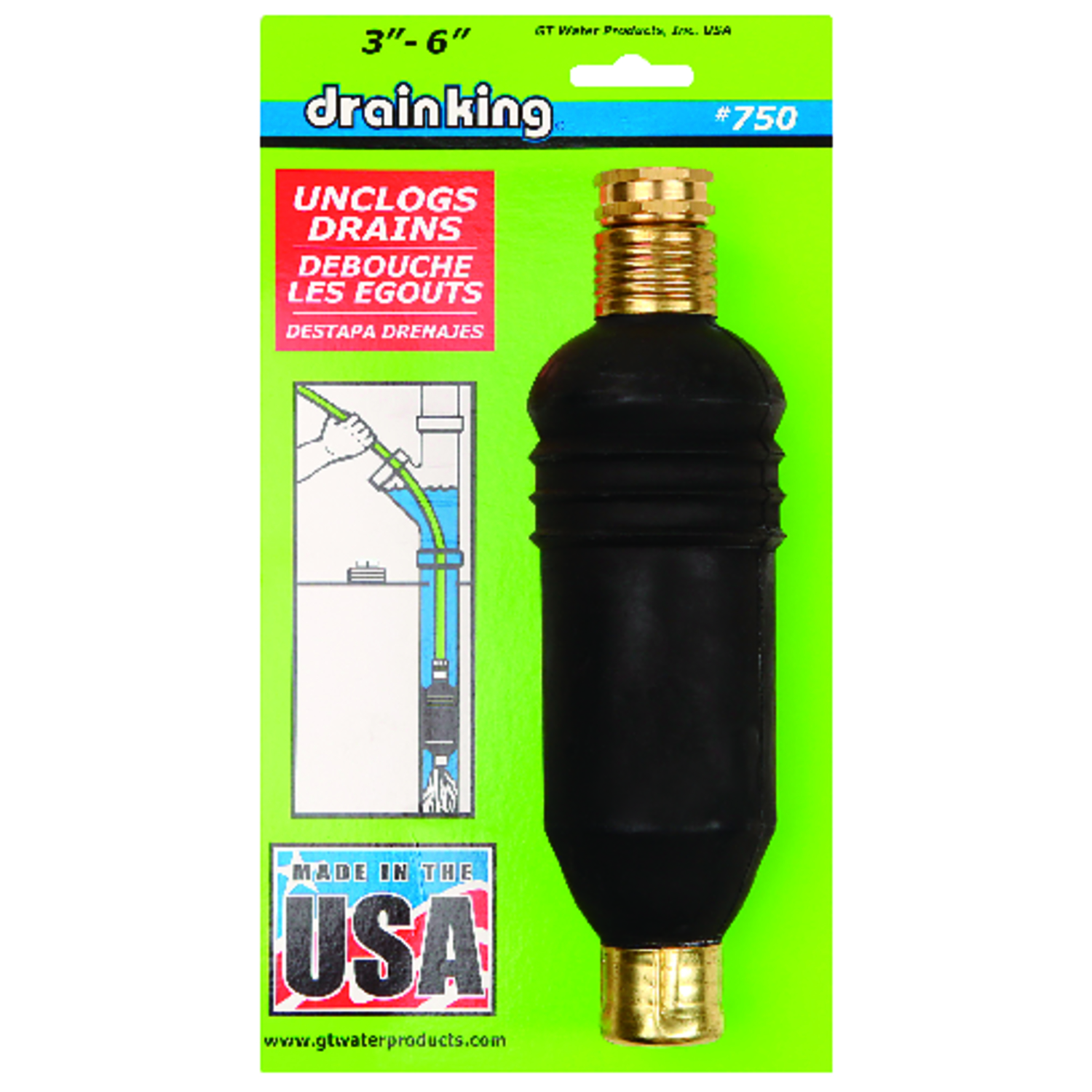 Professional Water-Powered Drain Opener for 3 to 6 Inch Pipes