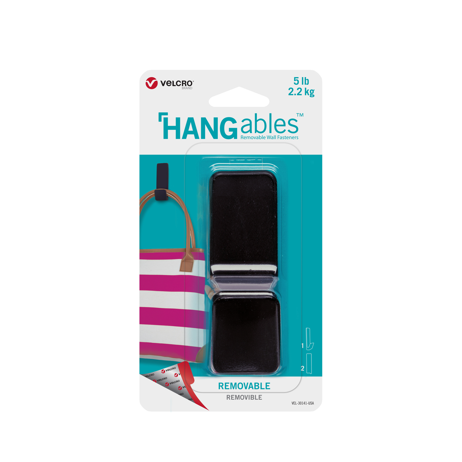 Velcro Brand Hangables 5 Lb. Capacity Black Removable Large Hook