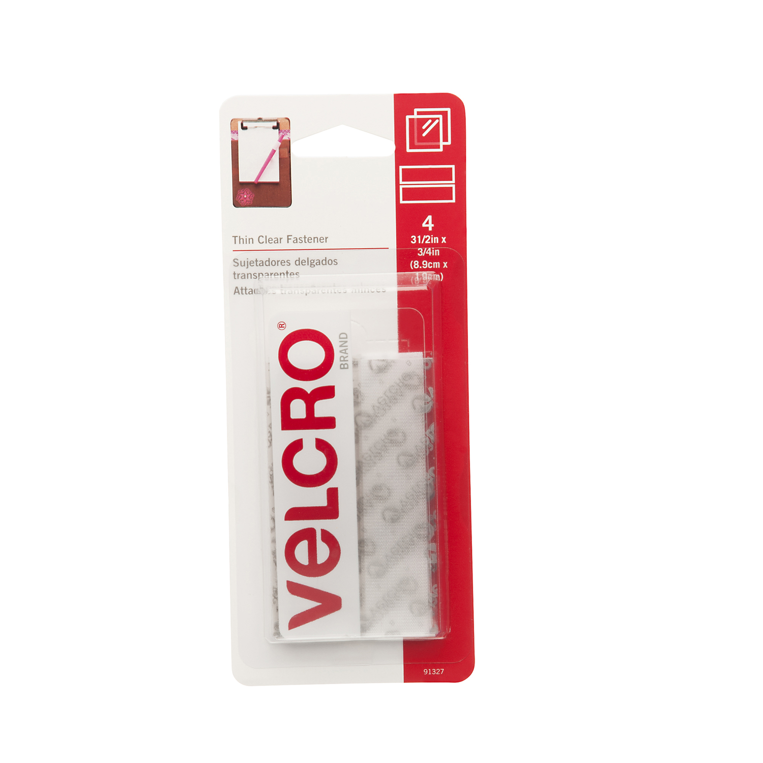 VELCRO Brand 3/4 In. x 3-1/2 In. Clear Sticky Back Hook & Loop Strips (4 Ct.)