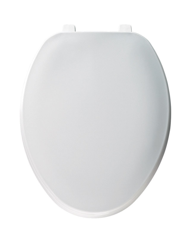 Toilet Seat, Elongated, White Plastic