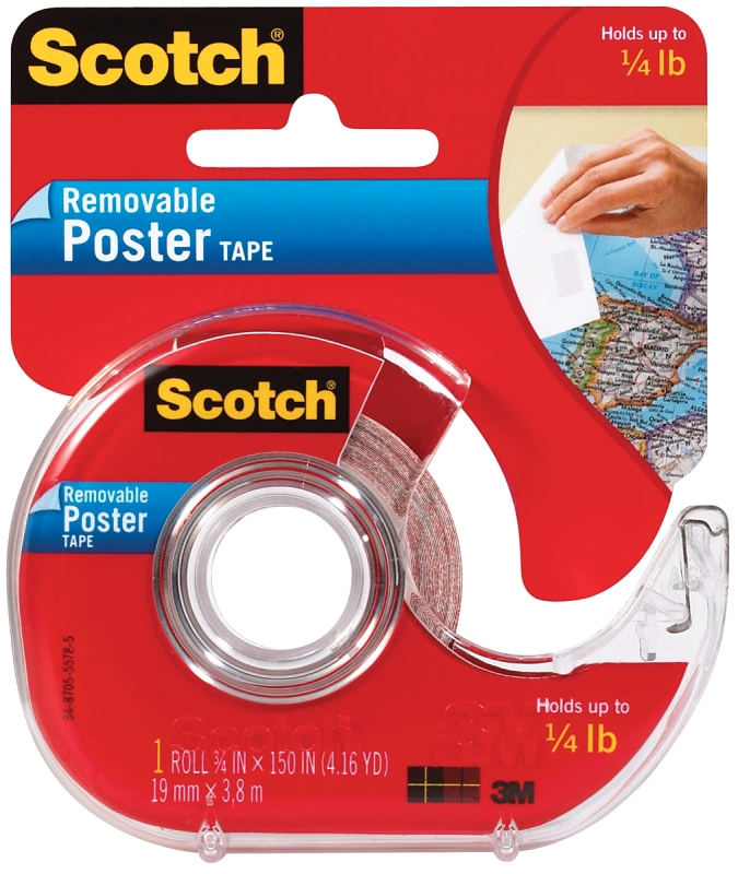 Wallsaver Removable Poster Tape, 3/4 x 150 In.