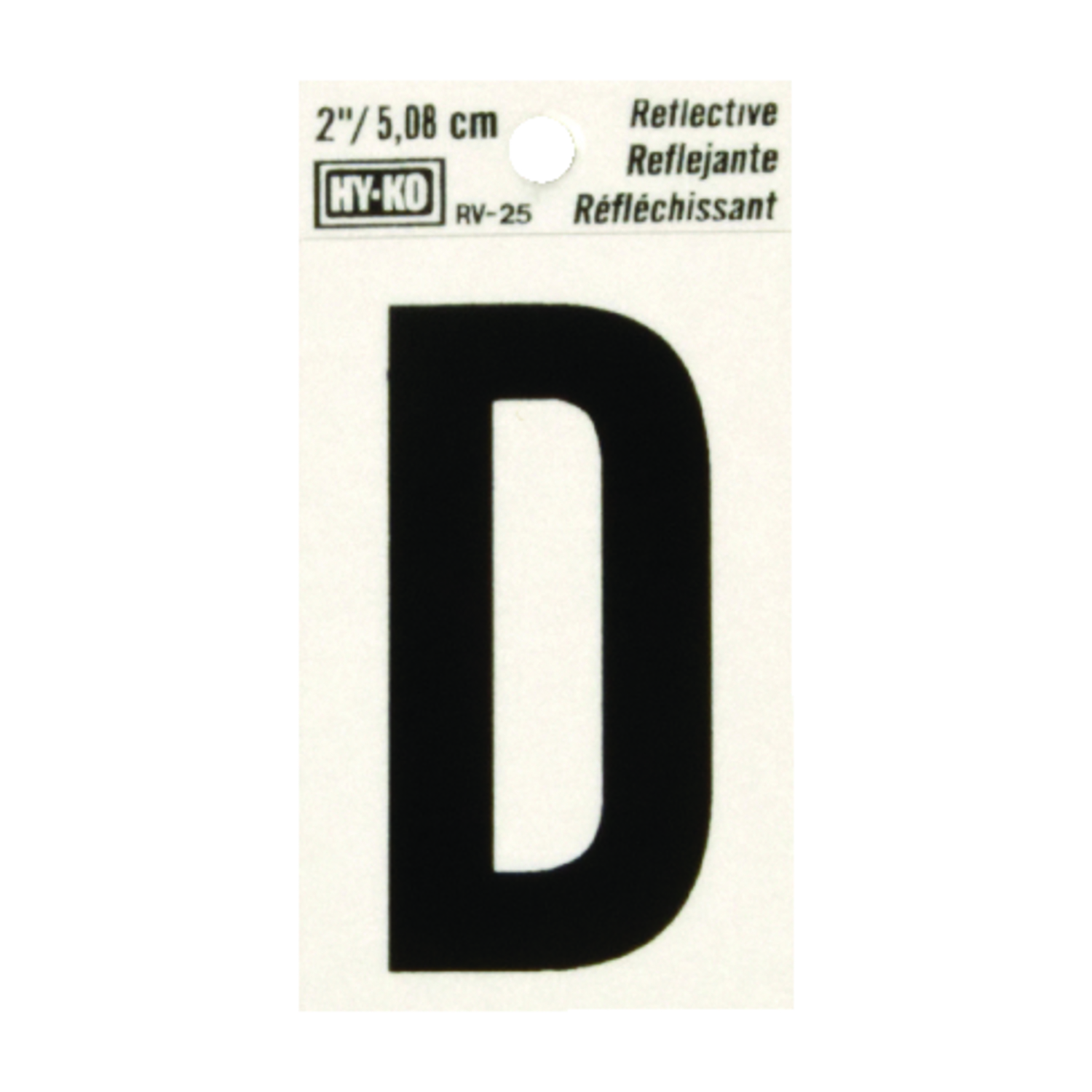 House Address Letter D, Reflective Black/Silver Vinyl, Adhesive, 2-In.