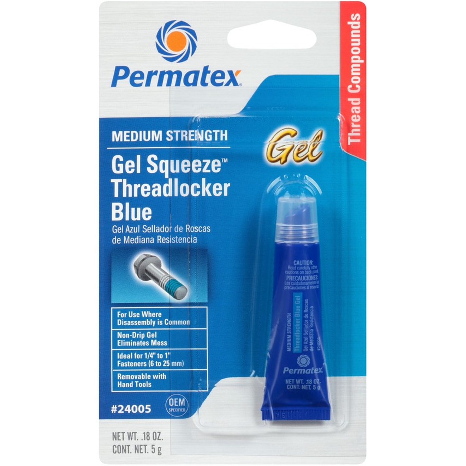 0.2 Oz. Blue Medium Strength Gel Squeeze Threadlocker For Automotive Applications