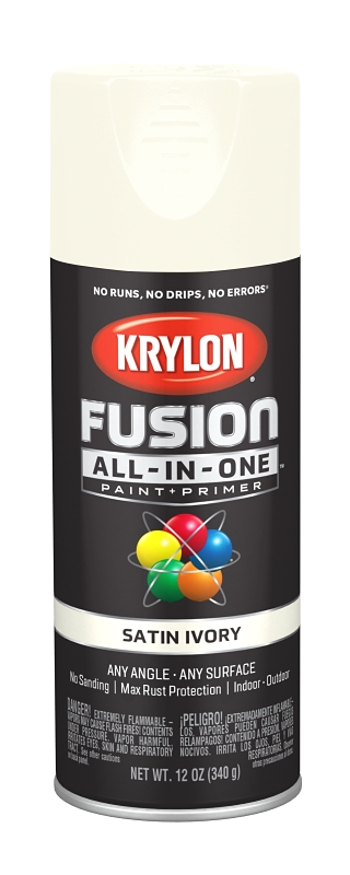 Fusion All-In-One Spray Paint + Primer, Satin Ivory, 12-oz.