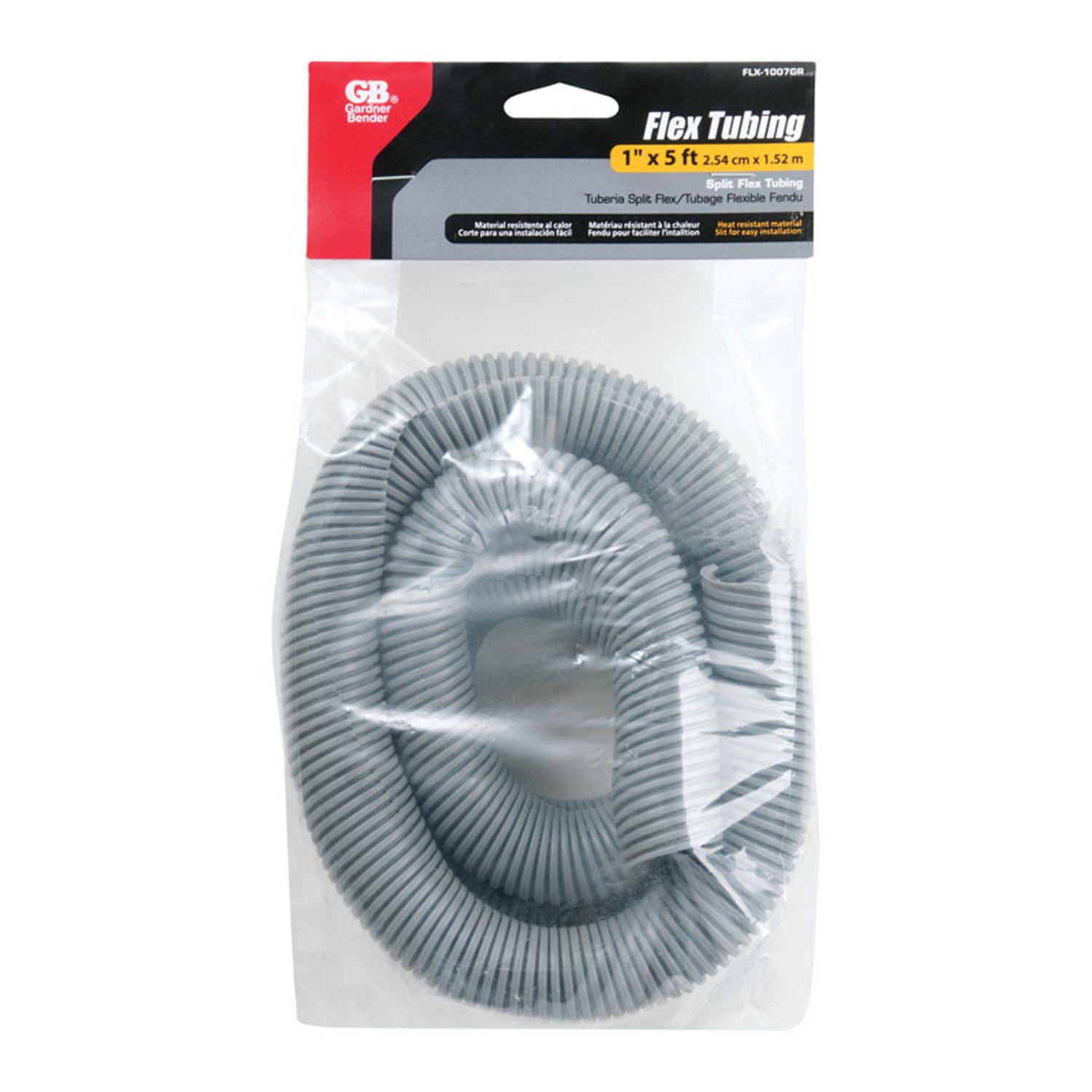 Corrugated Polyethylene Flex Tubing, Gray, 1-In. x 5-Ft.