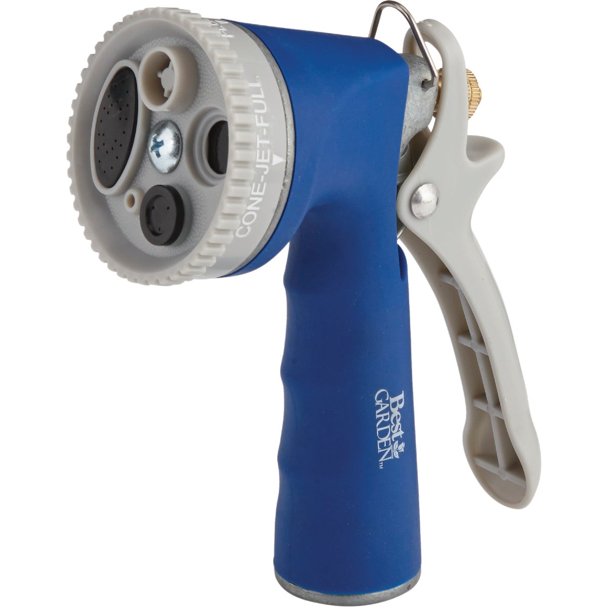 Metal 5-pattern Hose Nozzle With Comfort Grip, Blue & Gray
