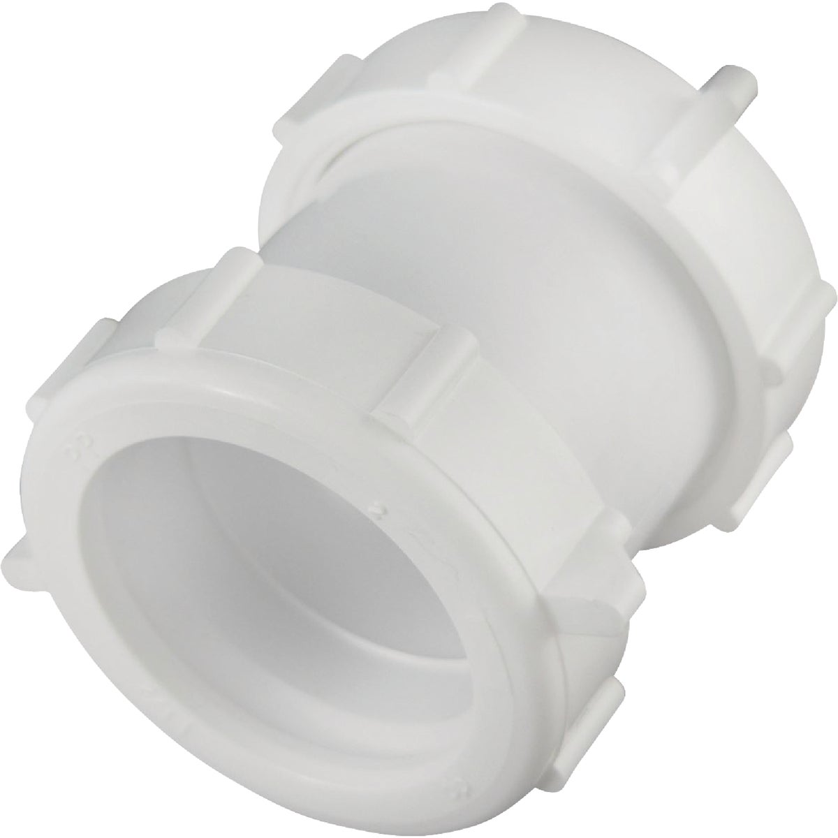 1-1/2 In. White Plastic Straight Extension Coupling With Washers And Nuts