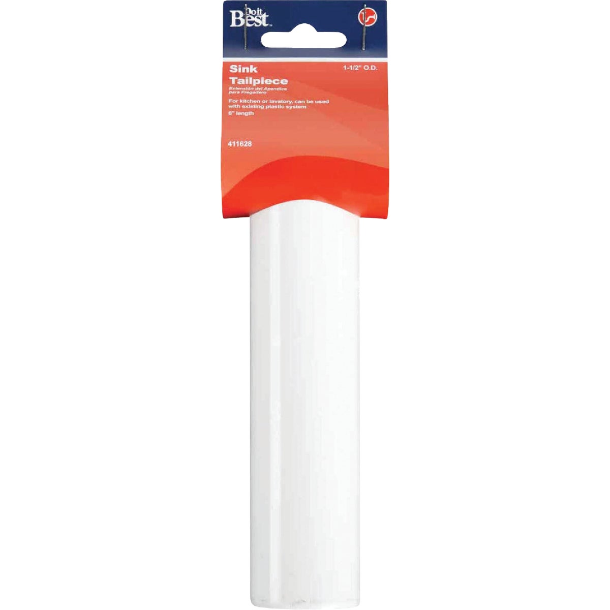 1-1/2 In. X 6 In. White Plastic Sink Tailpiece - Durable Polypropylene