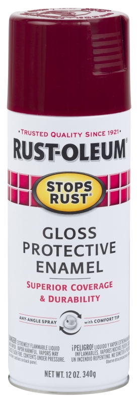 Stops Rust Spray Paint, Gloss, Burgundy, 12-oz.