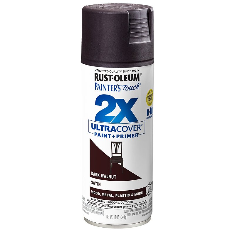 Painter's Touch 2x Ultra Cover 12 Oz. Satin Spray Paint, Dark Walnut