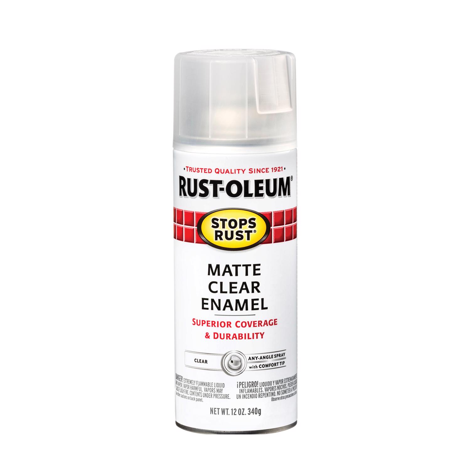 Stops Rust 12 Oz. Matte Clear Enamel Spray Paint - Durable Protection