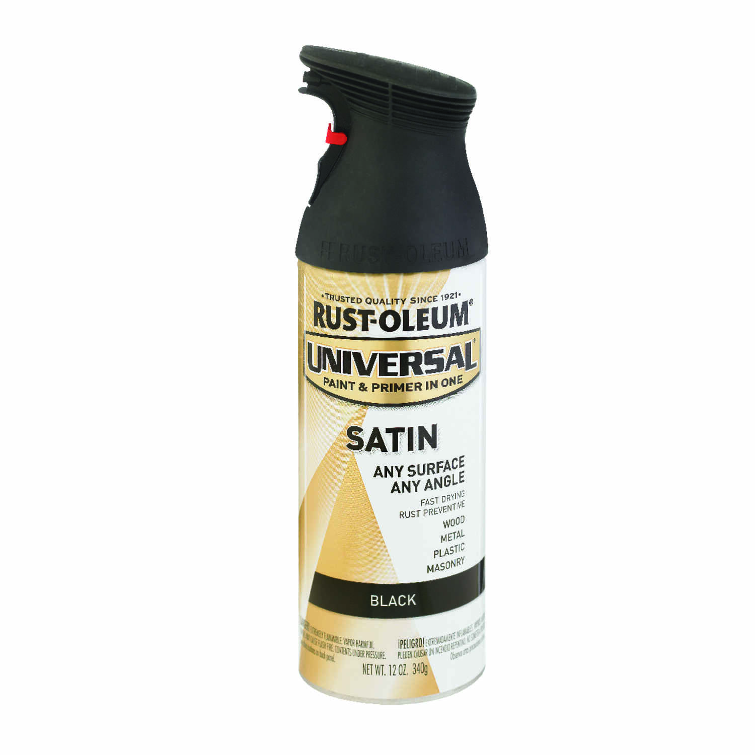Universal Paint & Primer Satin Spray Paint, Black, 12-oz