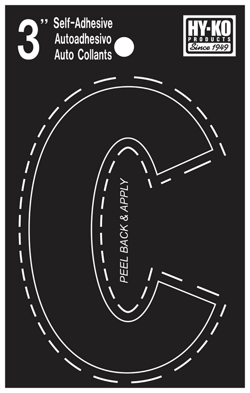 3 In. Black Vinyl Self-adhesive Letter C - Weather Resistant