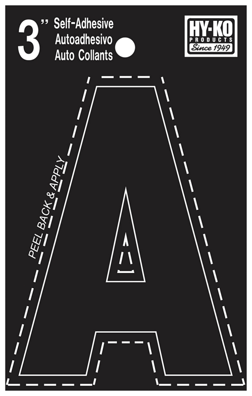 3 In. Black Vinyl Self-adhesive Letter A - Weather Resistant
