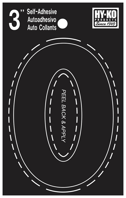 3 In. Black Vinyl Self-adhesive Non-reflective Number Zero