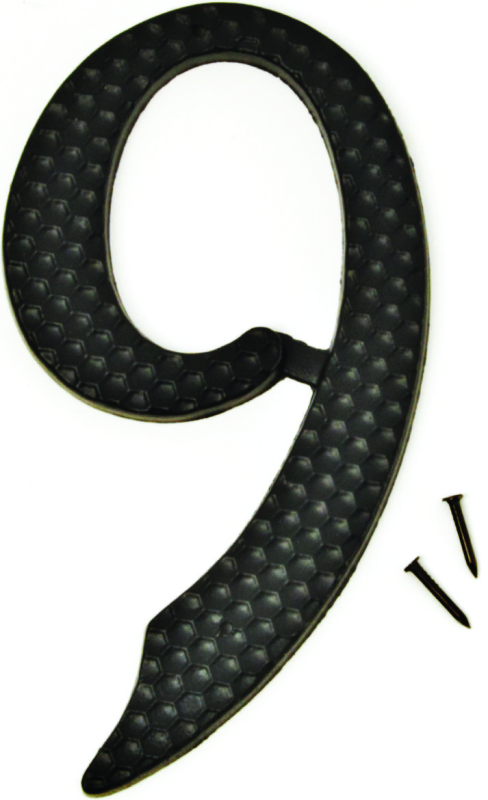 4-1/2 In. Black Hammered Aluminum House Number Nine - Model Dc-5/9