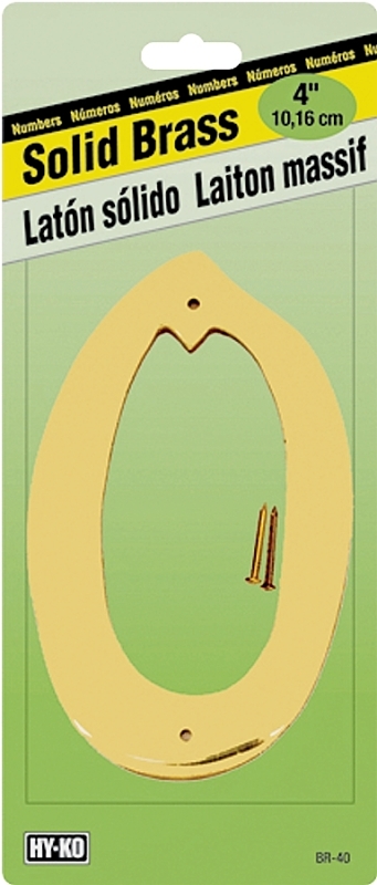 4 Inch Polished Brass House Number Zero Br-40/0 Decorative Sign