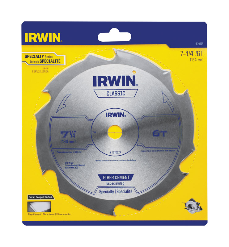 Irwin Classic Series 7-1/4 In. 6-Tooth Fiber Cement Circular Saw Blade