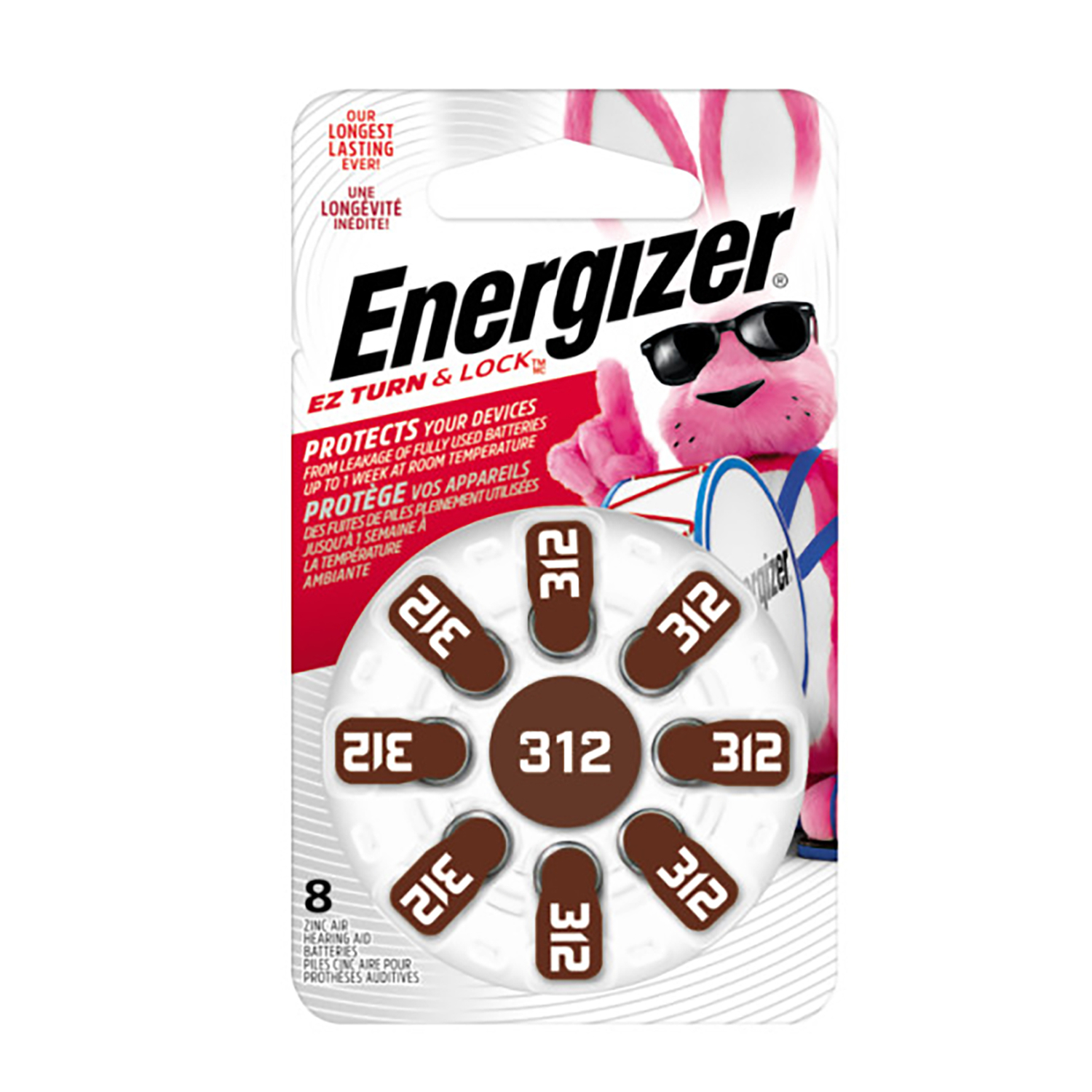 Energizer Size 312 Brown Tab Hearing Aid Batteries (6-Pack)