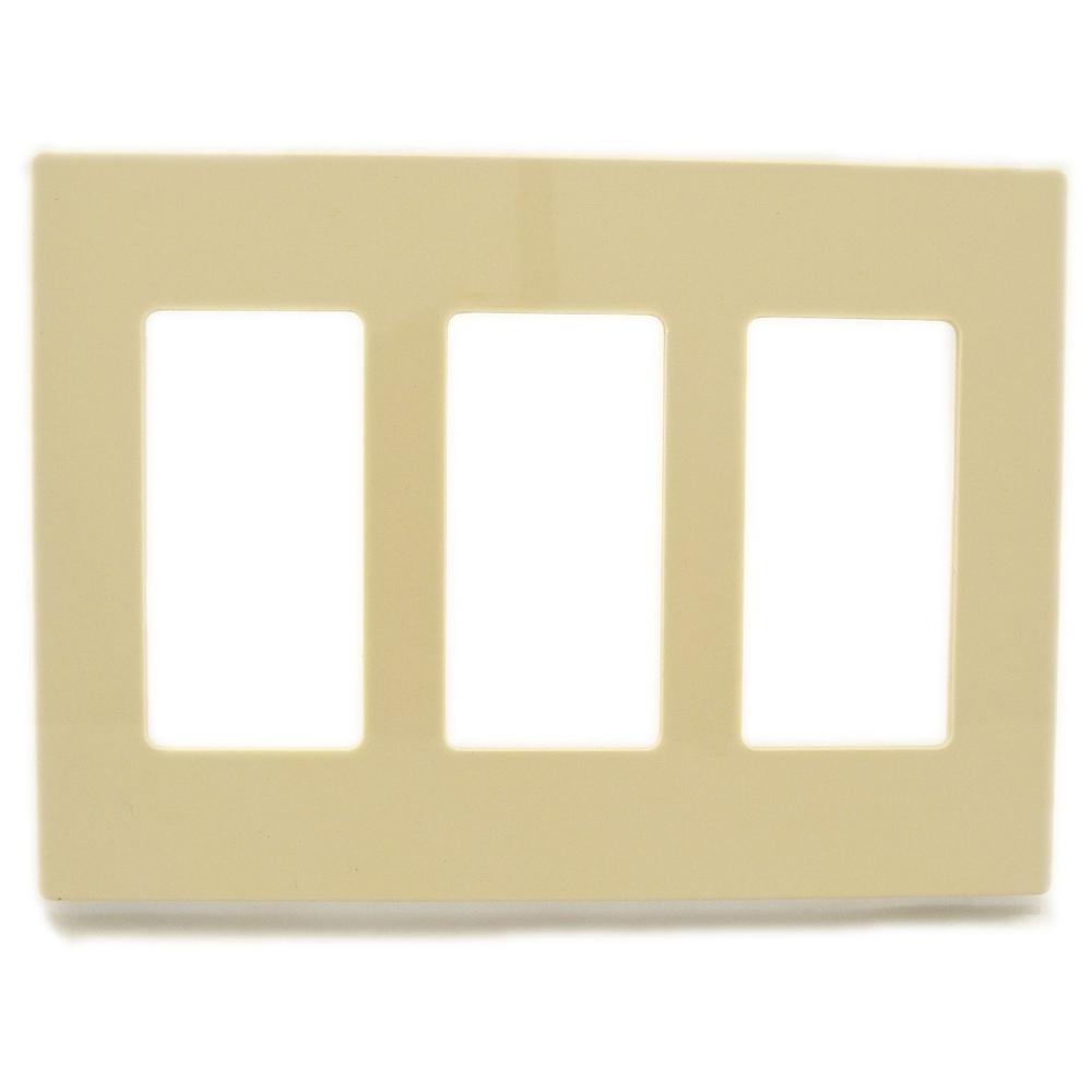 3-Gang Decora Screwless Wall Plate, Ivory
