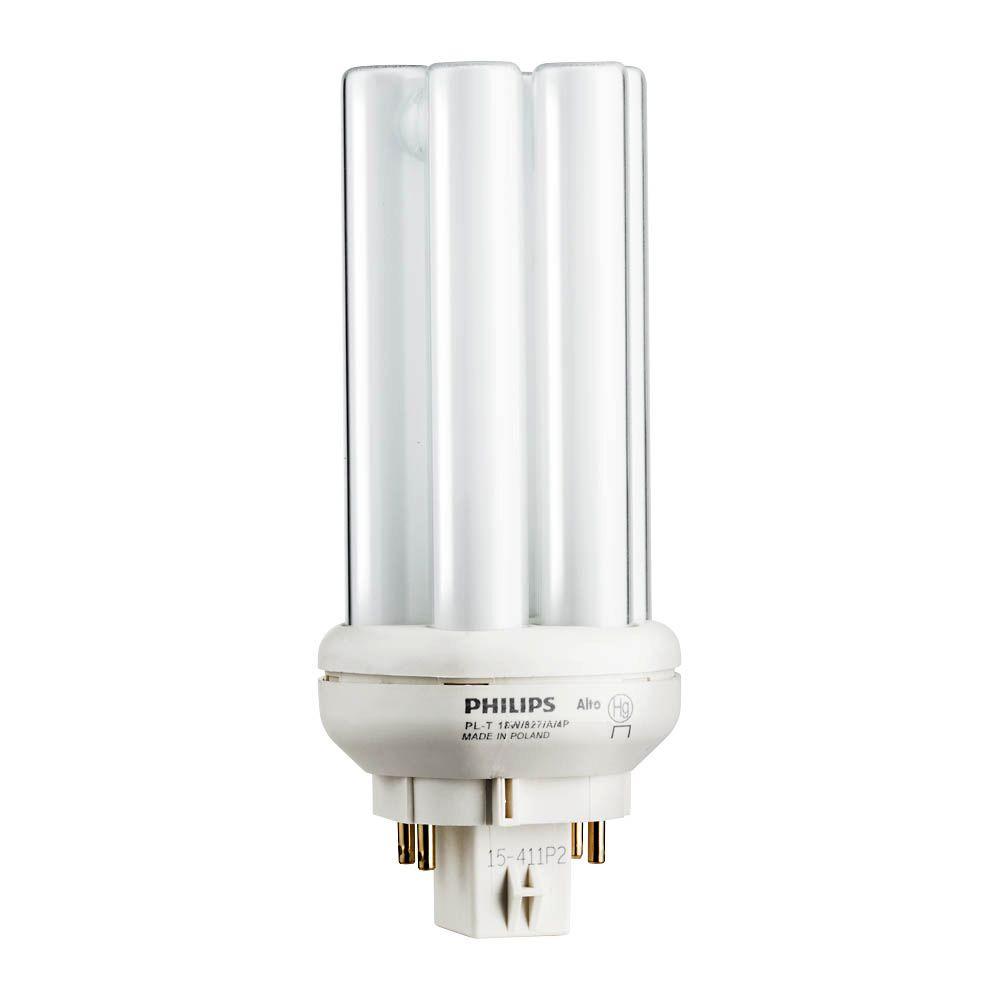 18-watt Gx24q-2 Pl-t Cfl Amalgam Compact Quad Tube Light Bulb Soft White