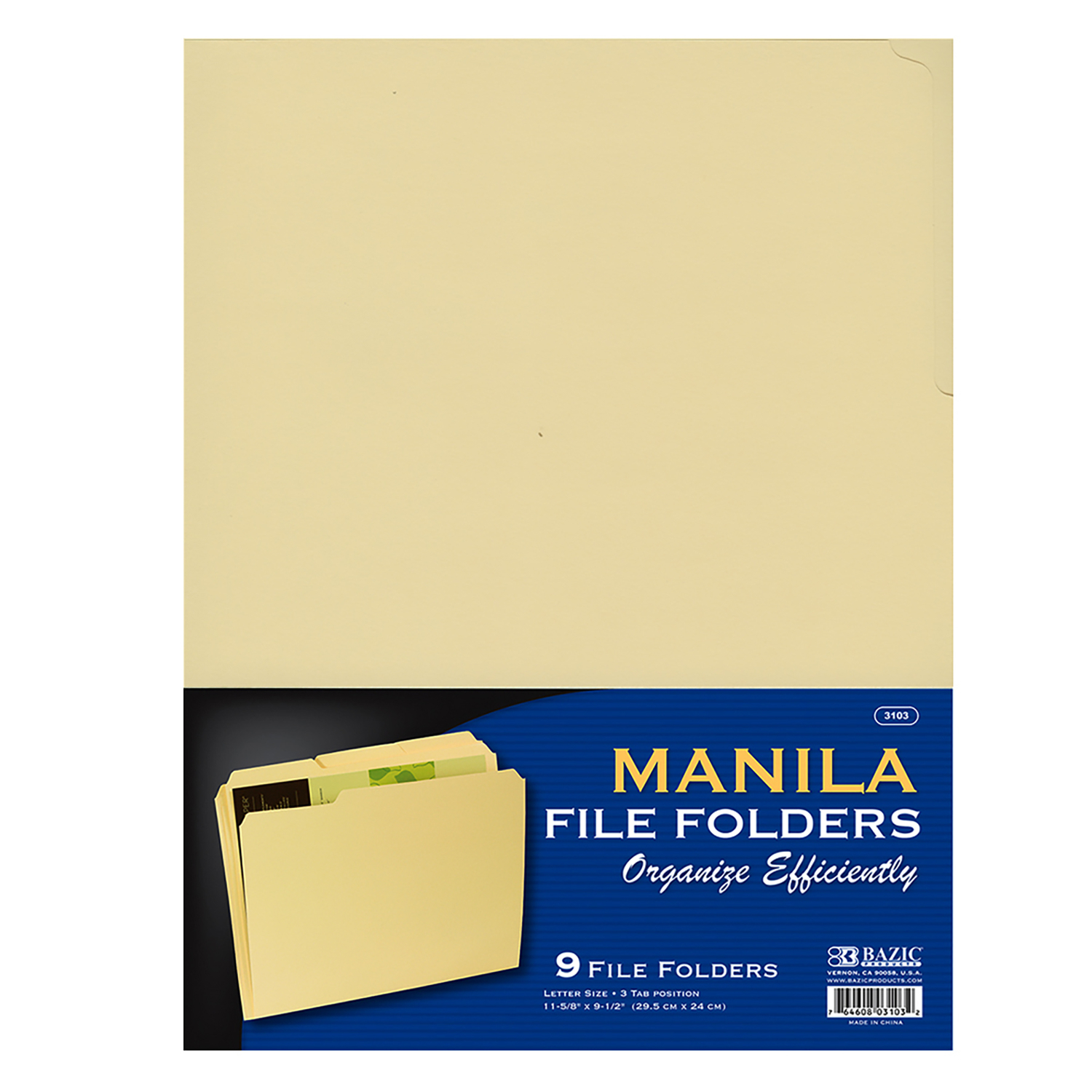 Bazic Products Manilla File Folder 9 pk