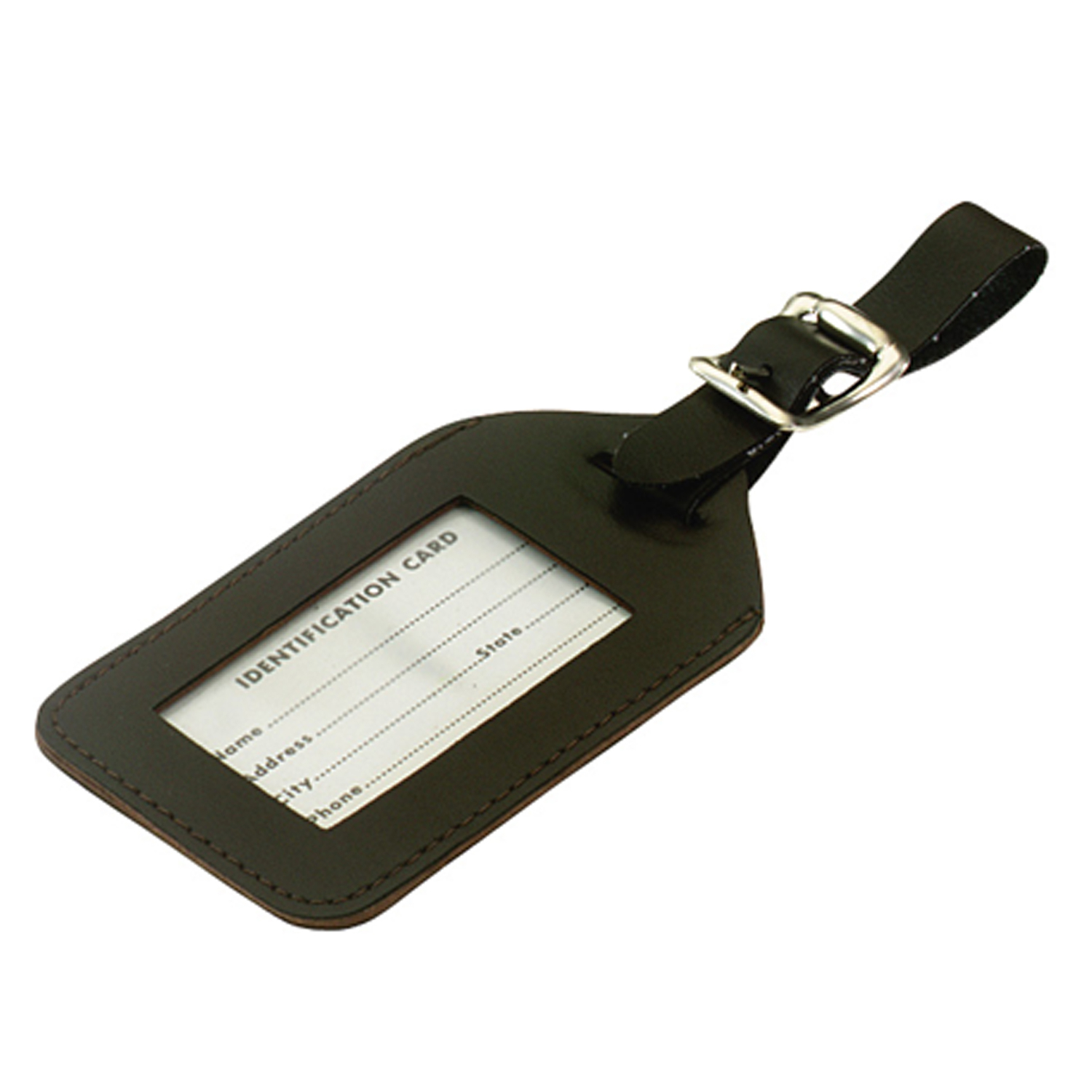 Black Leather Key Cover And Luggage Tag - Model 63101