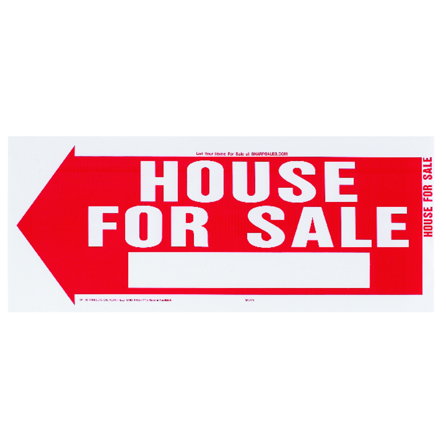 House For Sale Sign, 10 In. H X 24 In. W, Durable Plastic With H-bracket