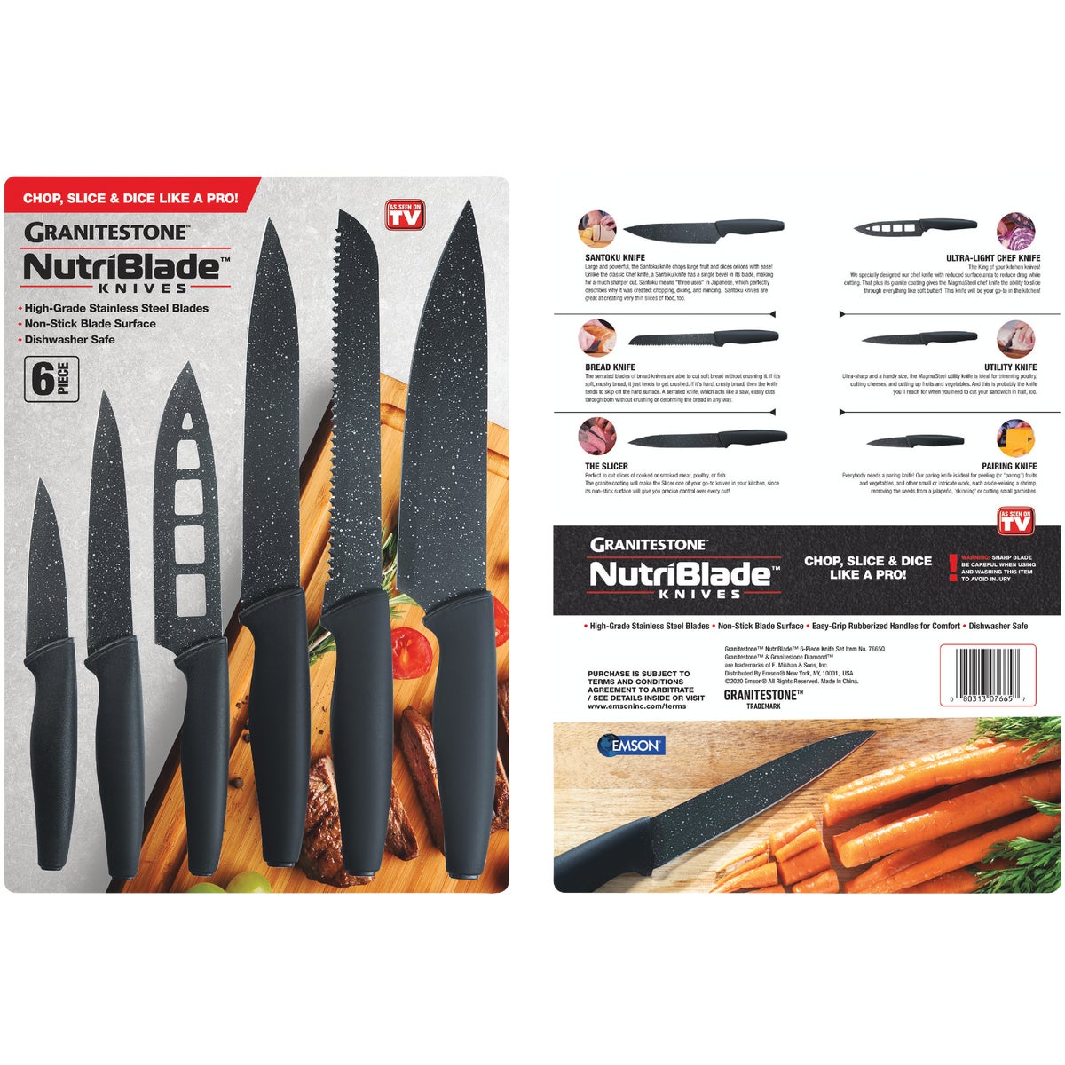 6-piece Chef-grade Knife Set With Non-stick Blades
